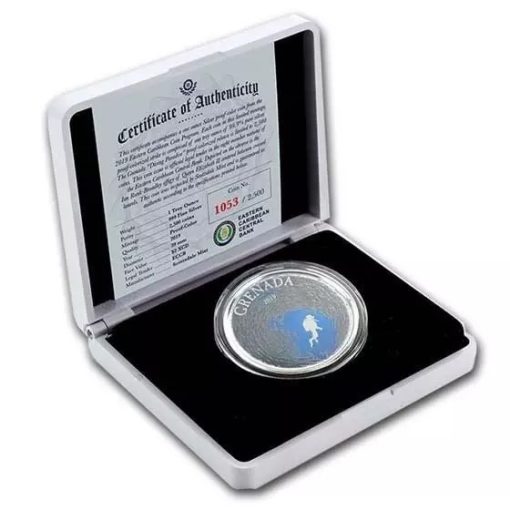 2019 (New) Grenada Diving Paradise 1 oz 31.1 gram .999 Silver Color Coin in Capsule - Image 3