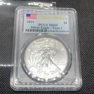 2021 (新品) アメリカ「イーグル・ウオーキング リバティ」(タイプ１) 純銀 1オンス 銀貨 PCGS MS70 (ファーストストライク®) #5036