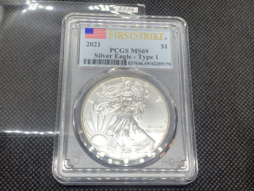 2021 (新品) アメリカ「イーグル・ウオーキング リバティ」(タイプ１) 純銀 1オンス 銀貨 PCGS MS70 (ファーストストライク®) #5036
