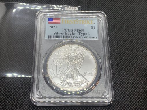 2021 (新品) アメリカ「イーグル・ウオーキング リバティ」(タイプ１) 純銀 1オンス 銀貨 PCGS MS70 (ファーストストライク®) #5034