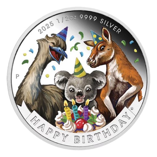 2025 (New) Australian Happy Birthday Silver 1/2 oz Color Proof Coin - Image 2