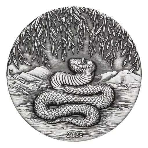 2025 (New) Australian Year of the Snake Lunar Silver 2 oz Antique Coin - Image 2