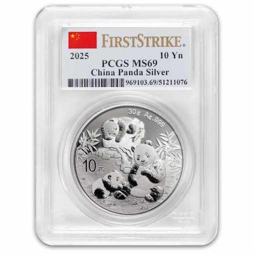 2025 (New) Chinese Panda Silver 30 gram Coin PCGS MS69 (FirstStrike, Flag Label)