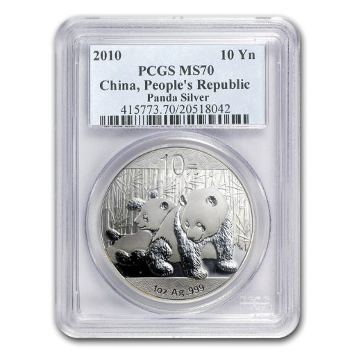 2010年 (新品) 中国「パンダ」純銀 1オンス 銀貨 MS70 (ランダムラベル) - 画像 (2)