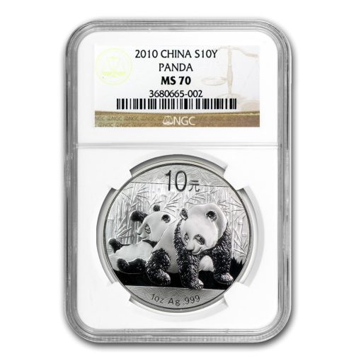 2010年 (新品) 中国「パンダ」純銀 1オンス 銀貨 MS70 (ランダムラベル) - 画像 (3)