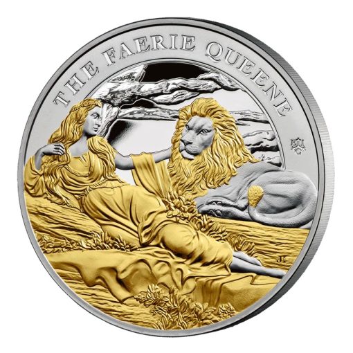 2023 (New) St. Helena Faerie Queene Series Una And The Lion Silver 2 oz Gilded Proof Coin