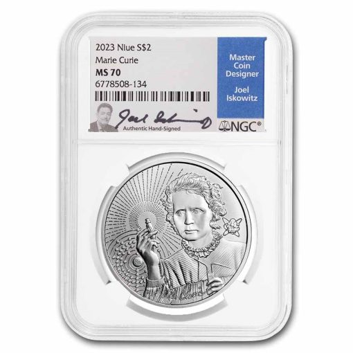 2023年 (新品) ニウエ「アイコン・マリー・キュリー」純銀 1オンス 銀貨 NGC MS70
