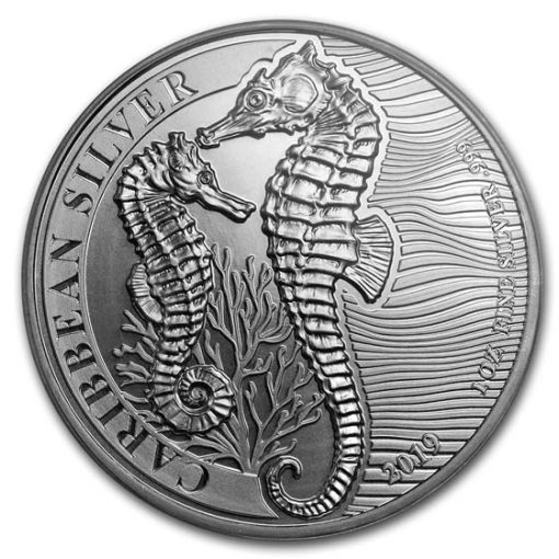 2019年 (新品) バルバドス「タツノオトシゴ ・シーホース」純銀 1オンス 銀貨 PCGS MS70 (ファーストストライク) - 画像 (2)