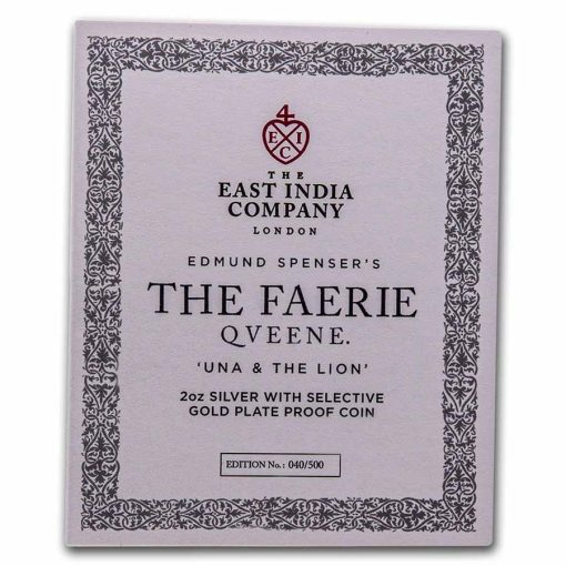 2023 (New) St. Helena Faerie Queene Series Una And The Lion Silver 2 oz Gilded Proof Coin - Image 5