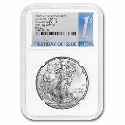 2021年 (新品) アメリカ「イーグル・ウオーキング リバティ」純銀 1オンス 銀貨【1型】NGC MS70 (発行初日)