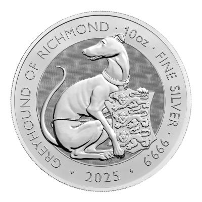 2025 (New) Great Britain The Royal Tudor Beasts Greyhound of Richmond Silver 10 oz Coin