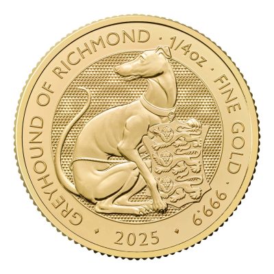 2025年 (新品) イギリス「ロイヤルチューダービースト・リッチモンドのグレイハウンド」純金 1/4オンス 金貨