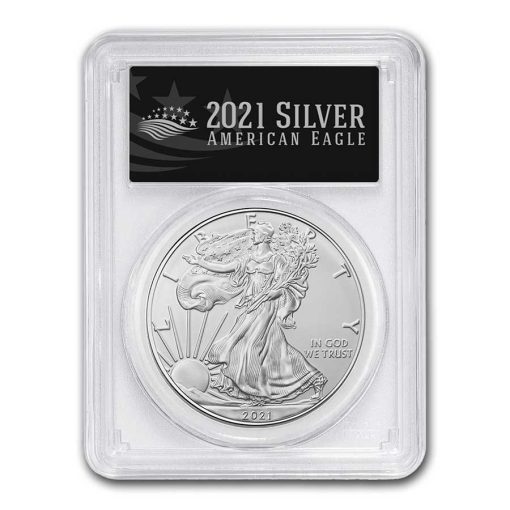 2021年 (新品) アメリカ「イーグル・ウオーキング リバティ」純銀 1オンス 銀貨 PCGS MS70 (発行初日、黒レーベル)【1型】