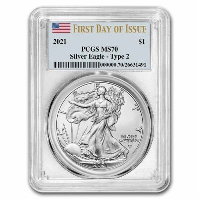 2021 (New) American Eagle Walking Liberty Silver 1 oz Coin PCGS MS70 (First Day of Issue)【Type 2】