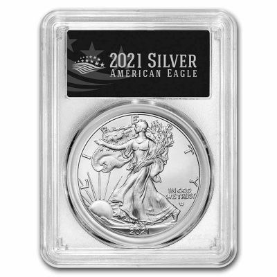 2021年 (新品) アメリカ「イーグル・ウオーキング リバティ」純銀 1オンス 銀貨 PCGS MS70 (ファーストストライク、黒ラベル)【2型】