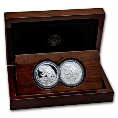 2024年 (新品) 南アフリカ「ゾウ・エレ ファント」純銀 1オンス プルーフ 銀貨【2枚セット】