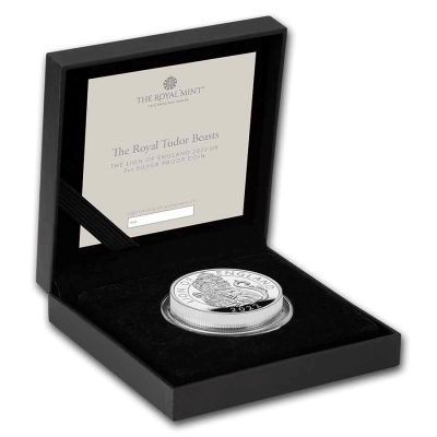 2022年 (新品) イギリス「ロイヤルチューダービースト・イギリスのライオン」純銀 2オンス プルーフ 銀貨