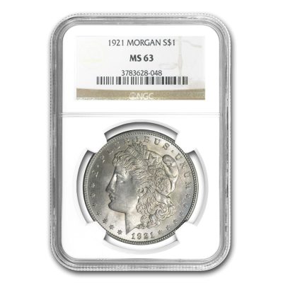 1921年 アメリカ モルガンドル 90% 銀 未流通 銀貨 NGC MS63