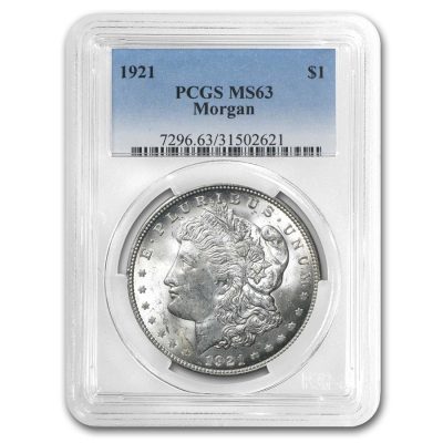 1921年 アメリカ モルガンドル 90% 銀 未流通 銀貨 PCGS MS63