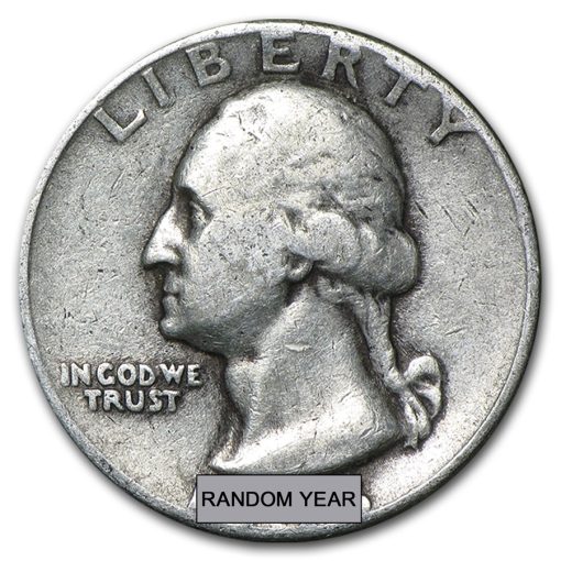 1932年〜1964年 アメリカ「ワシントンクォーター」90% 銀 流通 銀貨【4枚セット】