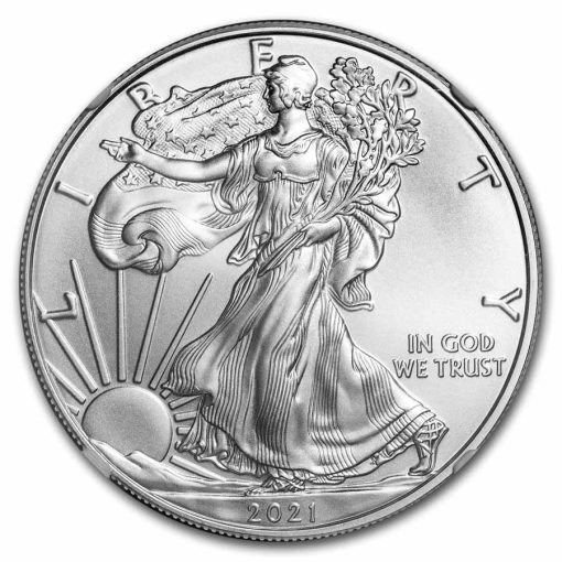 2021年 (新品) アメリカ「イーグル・ウオーキング リバティ」純銀 1オンス 銀貨【1型】NGC MS70 (発行初日) - 画像 (2)