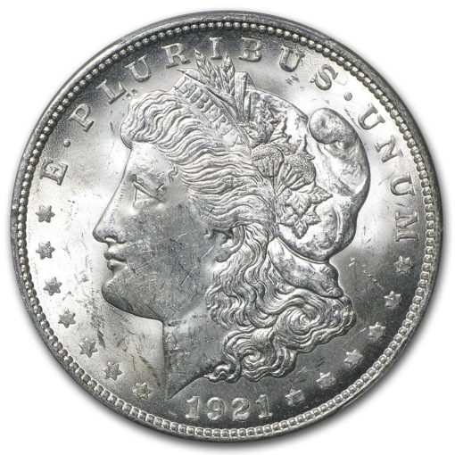 1921 USA Morgan Dollar 90% Silver Brilliant Uncirculated Coin PCGS MS63 - Image 2
