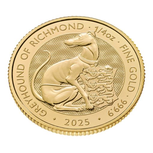 2025年 (新品) イギリス「ロイヤルチューダービースト・リッチモンドのグレイハウンド」純金 1/4オンス 金貨 - 画像 (3)