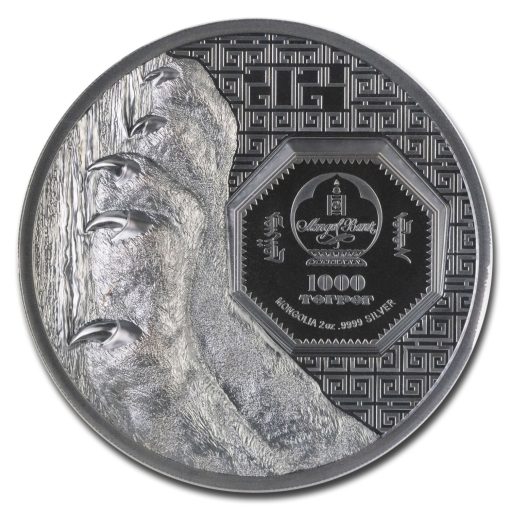 2024年 (新品) モンゴル「ユキヒョウ」純銀 2オンス NGC PF70 ウルトラカメオ プルーフ 銀貨 (ファーストリリース) - 画像 (3)