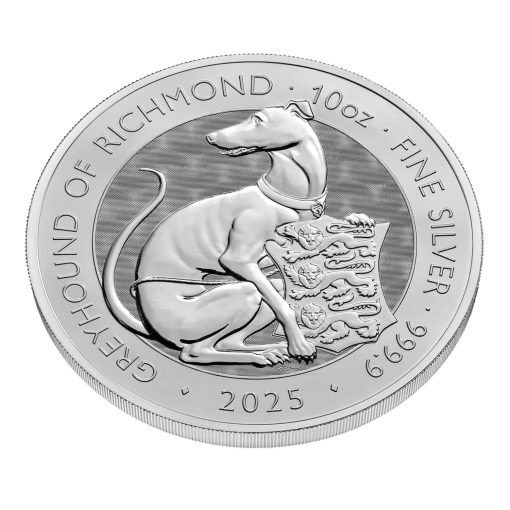 2025 (New) Great Britain The Royal Tudor Beasts Greyhound of Richmond Silver 10 oz Coin - Image 3