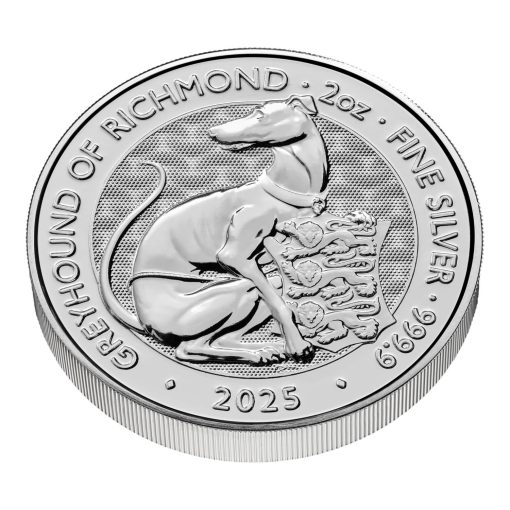 2025年 (新品) イギリス「ロイヤルチューダービースト・リッチモンドのグレイハウンド」純銀 2オンス 銀貨 - 画像 (3)