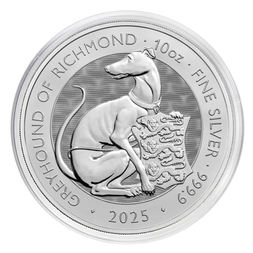 2025 (New) Great Britain The Royal Tudor Beasts Greyhound of Richmond Silver 10 oz Coin - Image 5