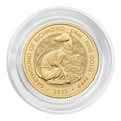 2025年 (新品) イギリス「ロイヤルチューダービースト・リッチモンドのグレイハウンド」純金 1/4オンス 金貨 - 画像 (5)