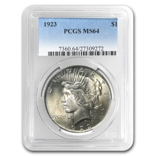 1923 USA Peace Dollar 90% Silver Circulated Coin PCGS MS64