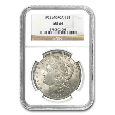 1921年 アメリカ モルガンドル 90% 銀 流通 銀貨 NGC MS64