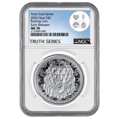 2025年 (新品) ニウエ「とどろくユダのライオン」純銀 1オンス 銀貨 NGC MS70 (早期リリース)