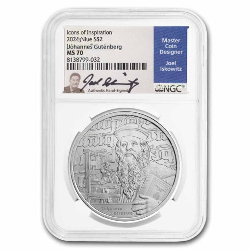 2024 (New) Niue Icons Johannes Gutenberg Silver 1 oz Coin NGC MS70