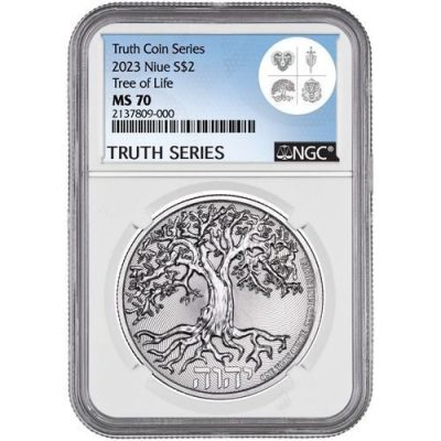 2023年 (新品) ニウエ「生命の木」純銀 1オンス 銀貨 NGC MS70