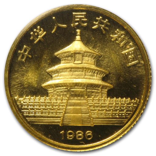 1986年 (新品) 中国「パンダ」純金 1/10オンス 金貨 - 画像 (2)