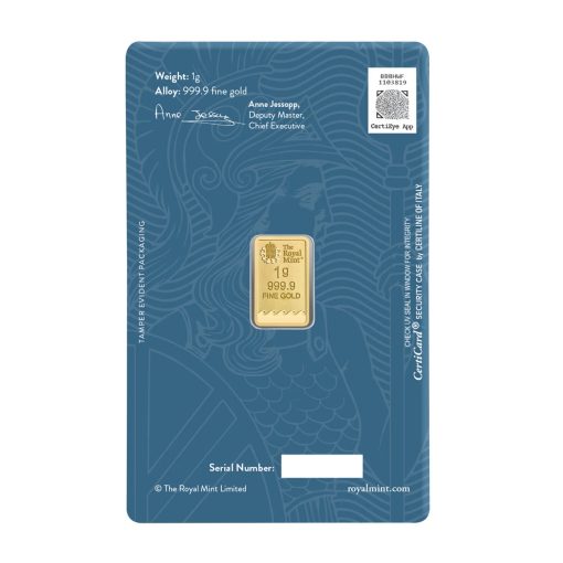 (新品) イギリス「ブリタニア」純金 1グラム バー (CertiCard®) - 画像 (2)
