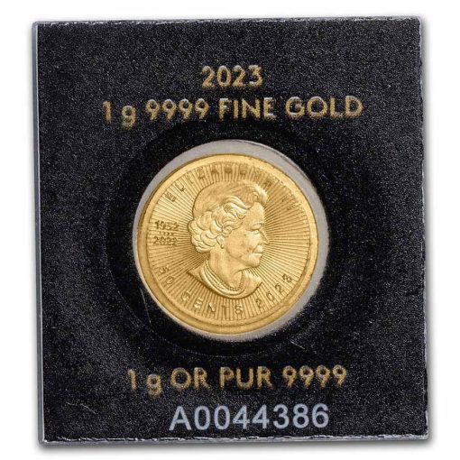 2023年 (新品) カナダ「メイプルリーフ」純金 1グラム 金貨 - 画像 (2)