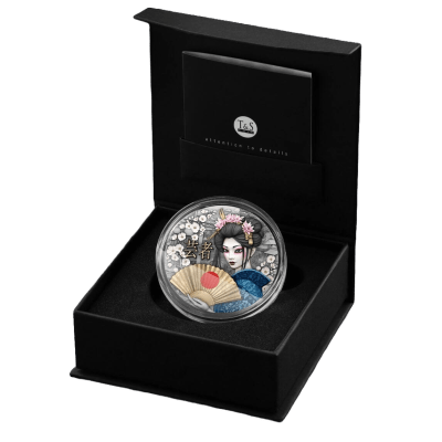2025 (New) Niue Geisha Silver 2 oz High Relief Antiqued Gilded Coin