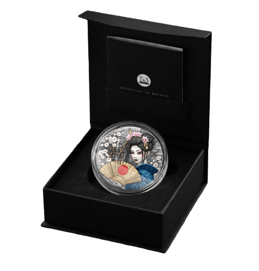 2025 (New) Niue Geisha Silver 2 oz High Relief Antiqued Gilded Coin