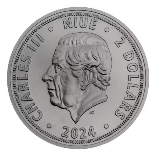 2024 (New) Niue Czech Lion Black Platinum with Diamond Effect Silver 1 oz Gilded Coin - Image 3