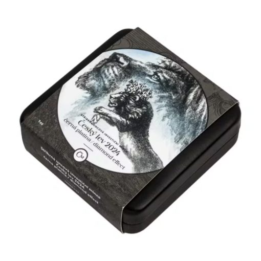 2024 (New) Niue Czech Lion Black Platinum with Diamond Effect Silver 1 oz Gilded Coin - Image 5